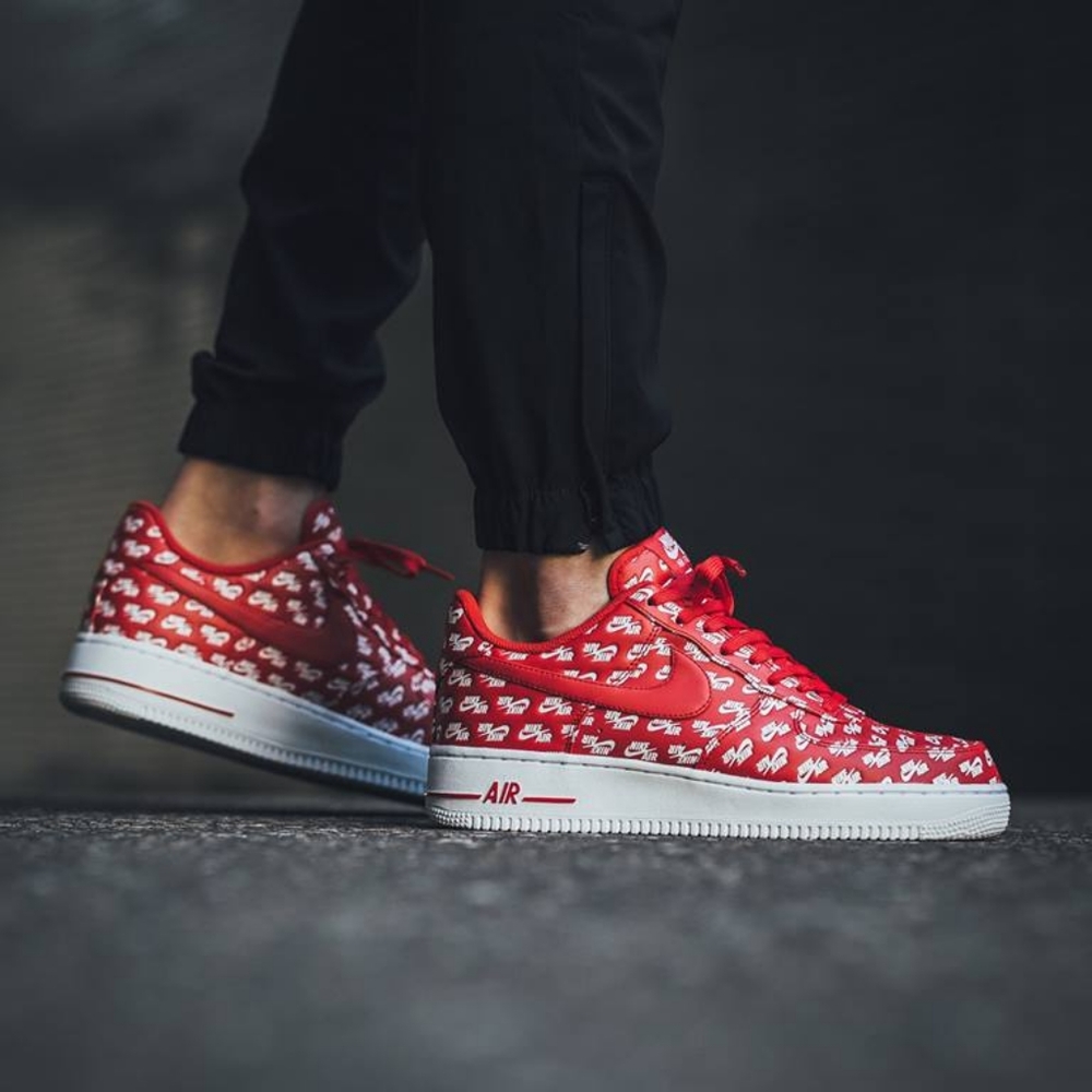 Men's Nike Air Force 1 All Over Logo (Red)
